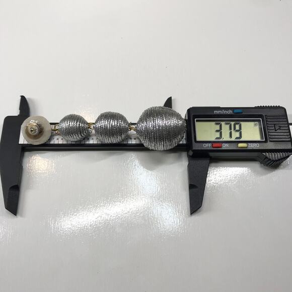 VTG Kenneth Jay Lane Metallic Thread Wrapped 3 Ball Drop Linear Earrings Runway - Picture 3 of 11